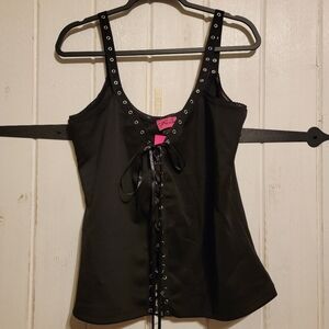 Demi Loon Womens Top Black Tie Front Size 2X / 3X